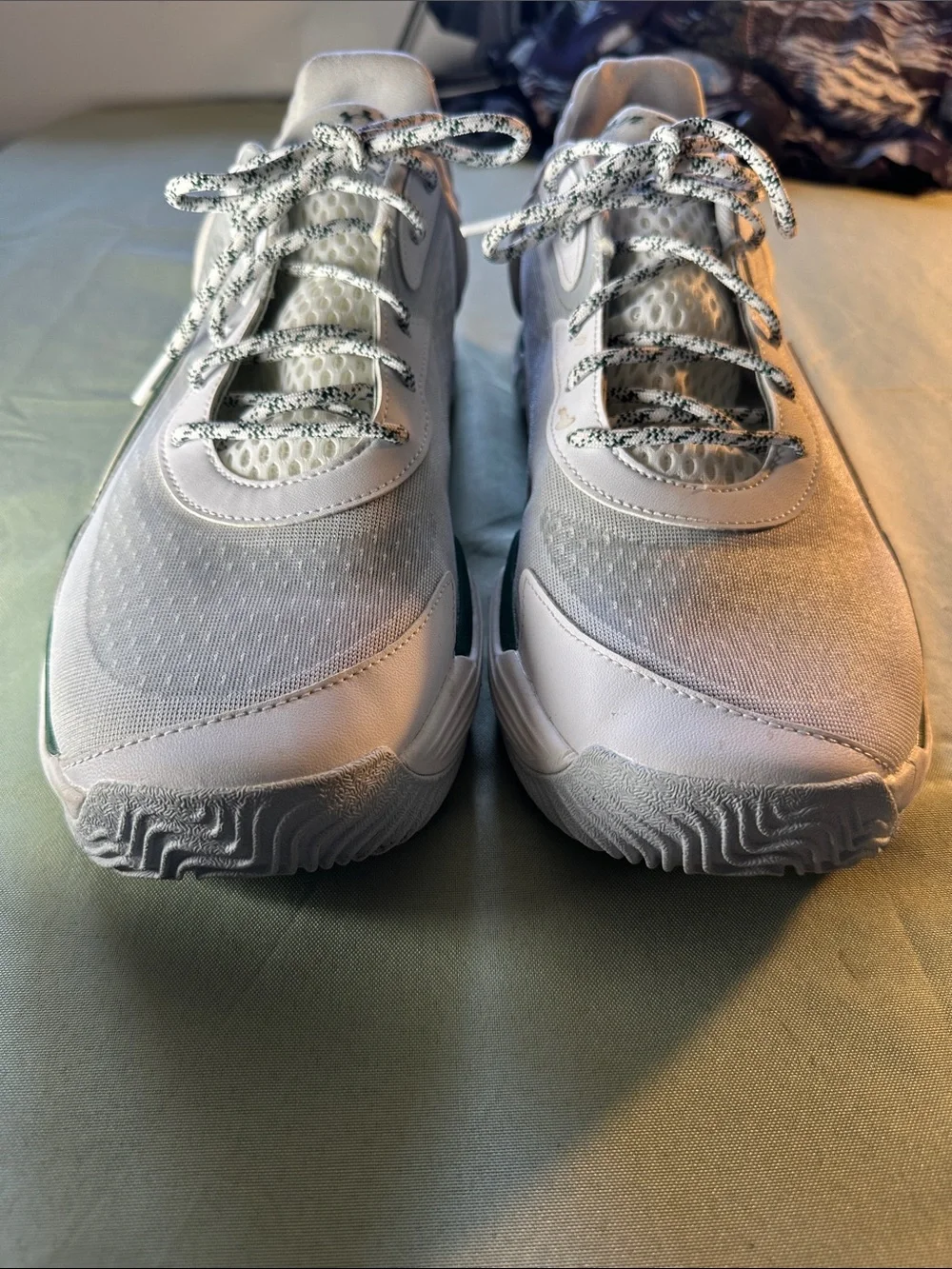 Under Armour White and Green Men's Athletic Sneakers